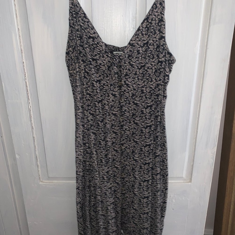Floral Black tie-up Dress